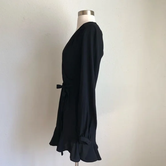 Privacy Please Perry Black Mini Ruffle Wrap Dress - Picture 8 of 8